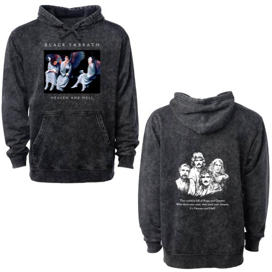 Discover Black Sabbath "Heaven and Hell"  Black Double Sided Mineral Wash Hoodies