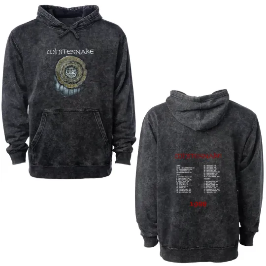 Discover 1988 Whitesnake Rock Concert Tour Unisex Double Sided Mineral Wash Hoodies