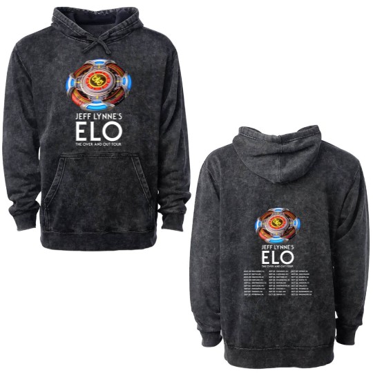 Discover Jeff Lynne's ELO - The Over and Out Tour 2024 Double Sided Double Sided Mineral Wash Hoodies