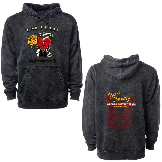 Discover Bad Bunny Un Verano Sin Ti Merch Pink Double Sided Mineral Wash Hoodies, Un Verano Sin Ti New Merch