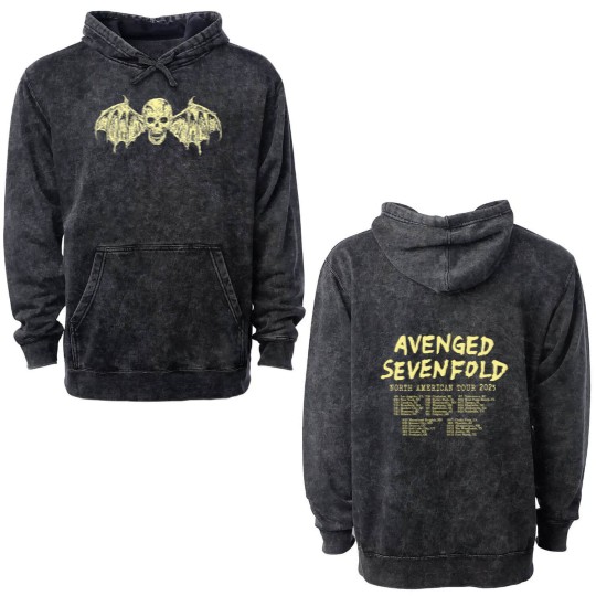 Discover Avenged Sevenfold Band Fan Double Sided Mineral Wash Hoodies, Avenged Sevenfold 2023 Tour Double Sided Mineral Wash Hoodies