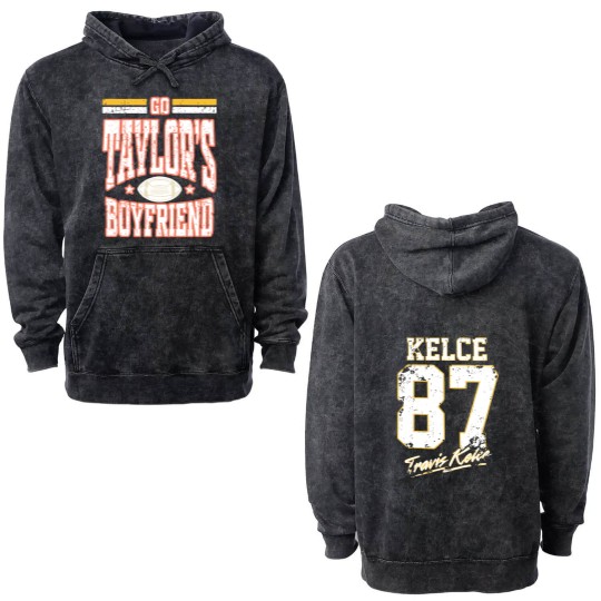 Discover Go Taylors Boyfriend Double Sided Mineral Wash Hoodies, Vintage Travis Kelce Double Sided Mineral Wash Hoodies