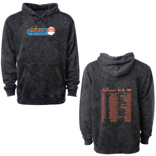 Discover Deftone U.S 1998 Tour Cotton Black Unisex Double Sided Mineral Wash Hoodies S-5XL Men Women