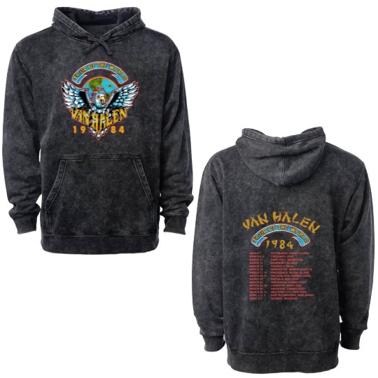 Discover Vintage 1984 van Tour Of The World For Men Women Unisex Double Sided Mineral Wash Hoodies All Size