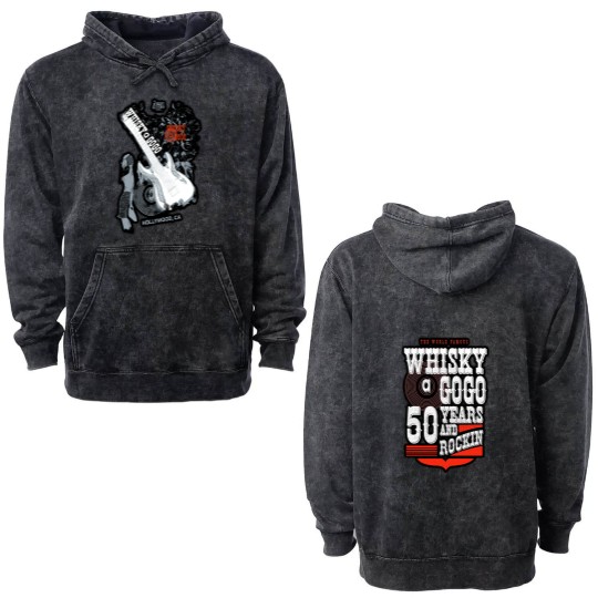 Discover Whisky A Go Go Double Sided Mineral Wash Hoodies 50th Anniversary and Guitar  Gift For All Fans