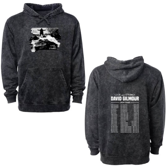 Discover Luck And Strange David Gilmour Tour 2024 Double Sided Mineral Wash Hoodies