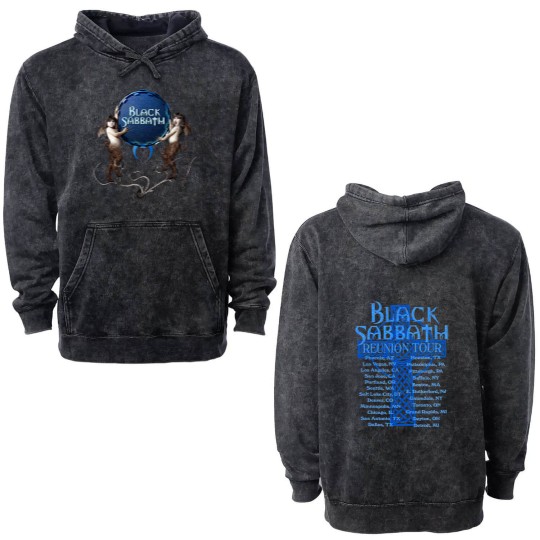 Discover Black Sabbath 1999 Reunion Tour 2 Sided Double Sided Mineral Wash Hoodies
