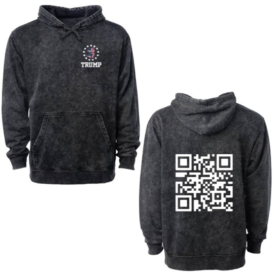 Discover Trump Dance Qr Code Double Sided Mineral Wash Hoodies, Trump Dancing Qr Code Double Sided Mineral Wash Hoodies
