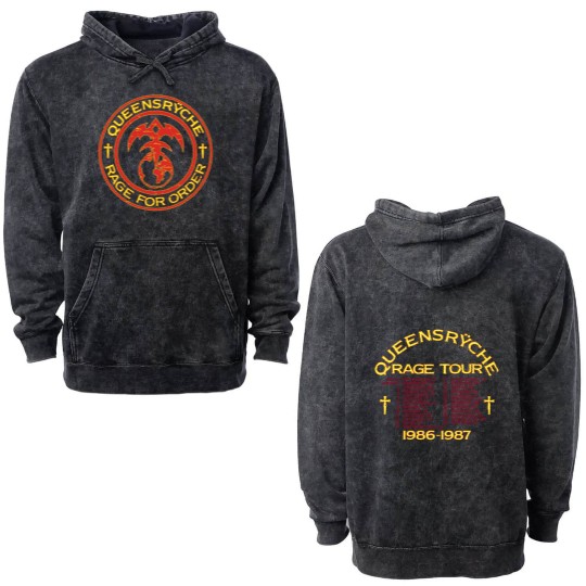 Discover QUEENSRYCHE -Rage for Order Double Sided Mineral Wash Hoodies Double Sided