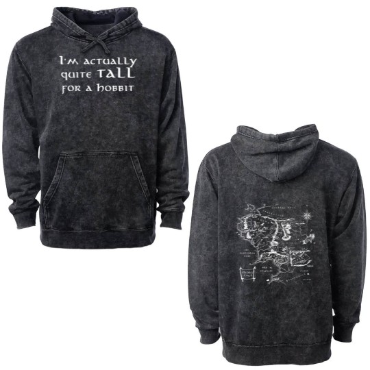 Discover LOTR Double Sided Mineral Wash Hoodies, Tall for a hobbit Double Sided Mineral Wash Hoodies, Funny Nerd Gift