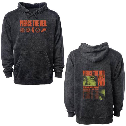 Discover Pierce The Veil I Can't Hear You World Tour 2025 Double Sided Mineral Wash Hoodies Double Sided