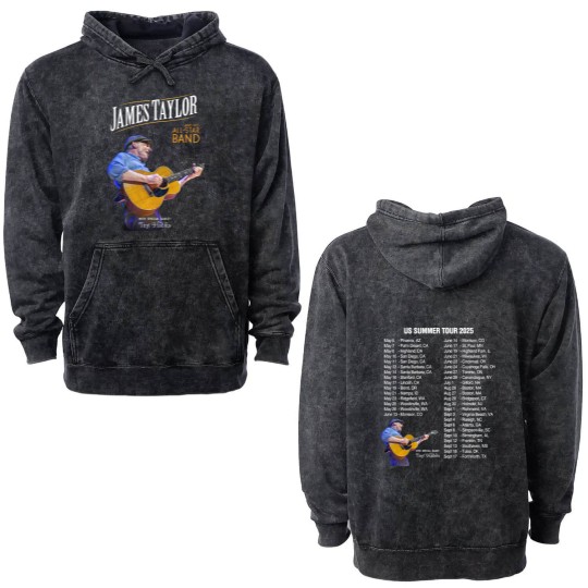 Discover James Taylor Summer Tour 2025 Double Sided Mineral Wash Hoodies, James Taylor 2025 Concert, James Taylor Fan Double Sided Mineral Wash Hoodies