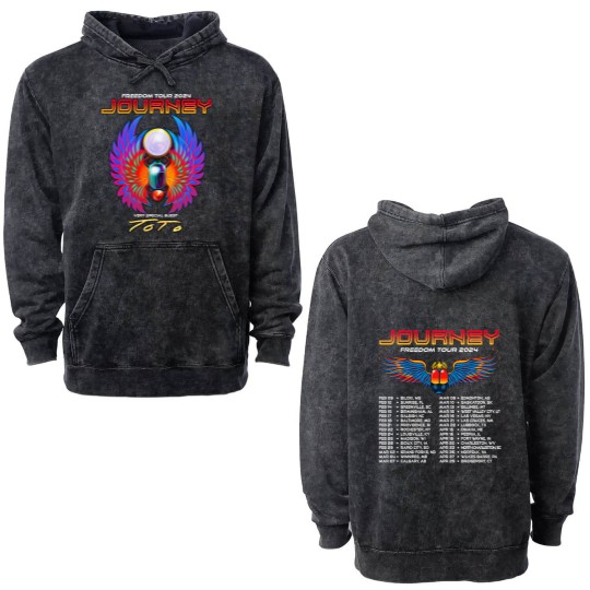 Discover Journey 2024 Tour Freedom Double Sided Mineral Wash Hoodies, Journey Freedom Tour 2024 Double Sided Mineral Wash Hoodies