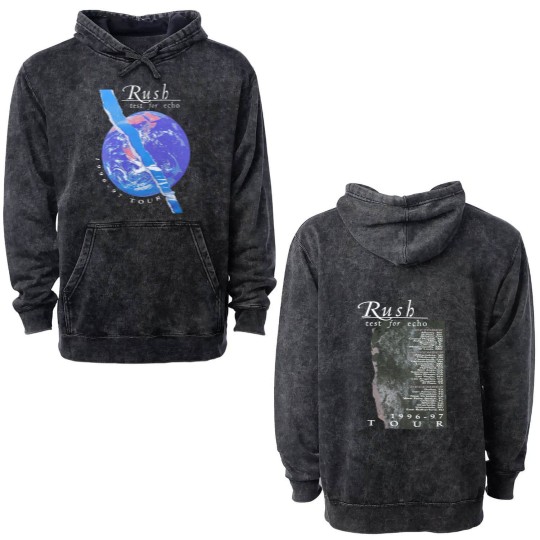 Discover Rush Test For Echo 1996-97 Tour Double Sided Mineral Wash Hoodies, Rush Band T-Shir