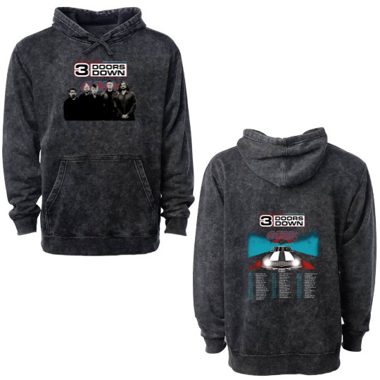 Discover 3 Doors Down Tour 2024 2025 Double Sided Mineral Wash Hoodies