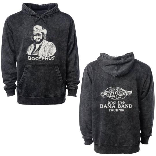 Discover Hank Williams Jr. Bocephus Tour Double Sided Mineral Wash Hoodies Vintage Style Gift For Men Women