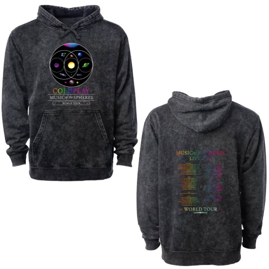 Discover 2025 Coldplay World Tour Double Sided Mineral Wash Hoodies, Gift For Fans