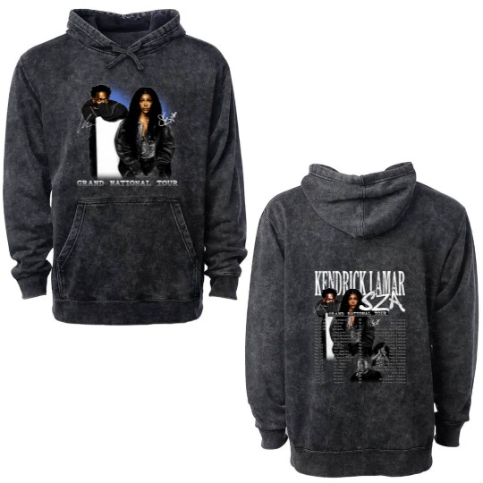 Discover Grand National Tour 2025 Double Sided Mineral Wash Hoodies, GNX Kendrick Lamar Sza Double Sided Mineral Wash Hoodies, Fan Gift