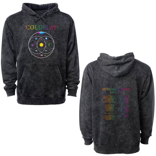Discover MUSIC OF THE SPHERES WORLD TOUR 2025 Double Sided Mineral Wash Hoodies– Coldplay Double Sided Mineral Wash Hoodies