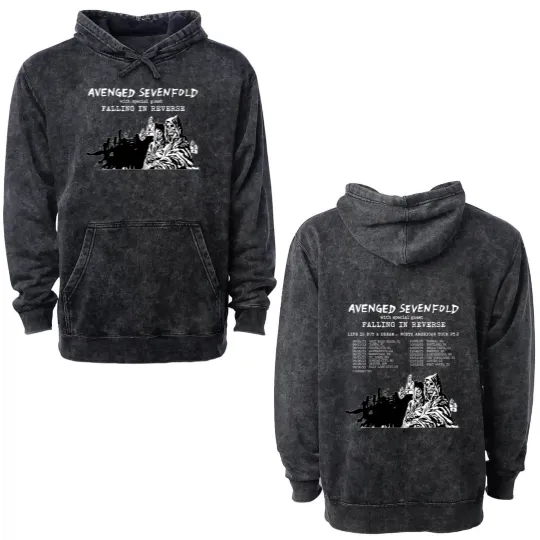Discover Avenged Sevenfold Life Is But A Dream North American Tour 2023 Double Sided Mineral Wash Hoodies