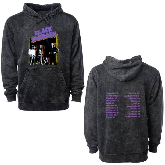 Discover Black Sabbath 1997 Tour 2 Side Black Double Sided Mineral Wash Hoodies