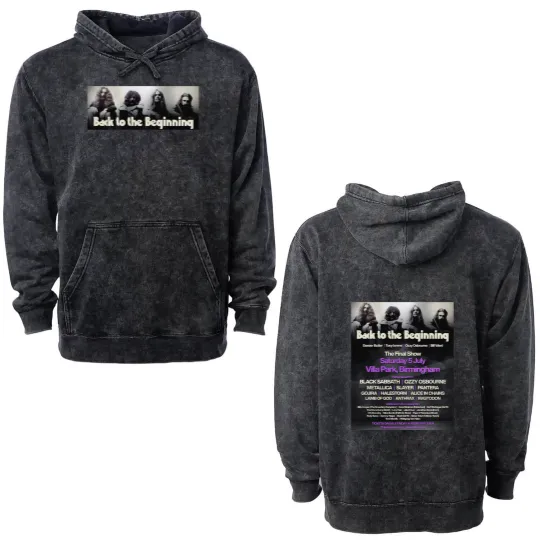 Discover Black Sabbath Back To The Beginning At Villa Park Birmingham On 7 5 2025 Double Sided Mineral Wash Hoodies