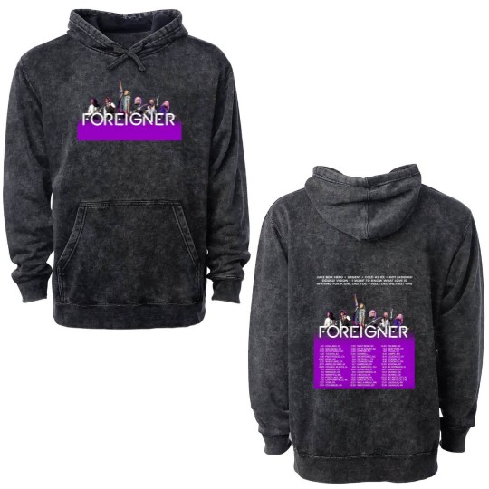 Discover Foreigner Band 2025 Tour Double Sided Mineral Wash Hoodies