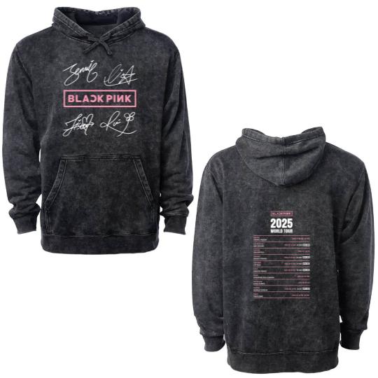 Discover 2025 Black Pink World Tour Double Sided Mineral Wash Hoodies, Black Pink 2025 Concert 3D Double Sided Mineral Wash Hoodies New
