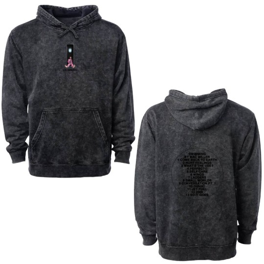 Discover macmiller Swimming Album Double Sided Mineral Wash Hoodies