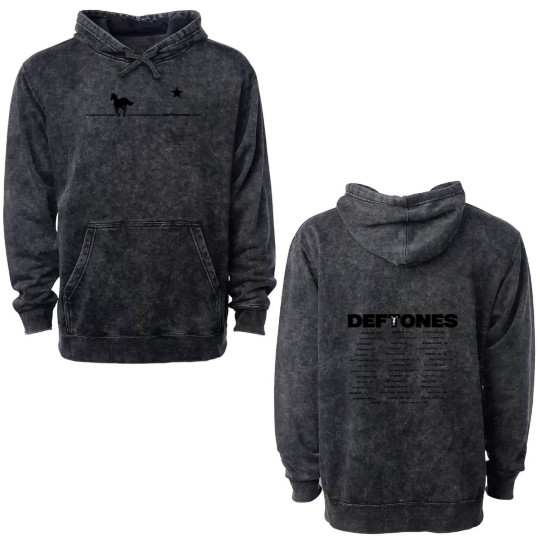 Discover Deftone White Pony Tour Black Double Sided Mineral Wash Hoodies
