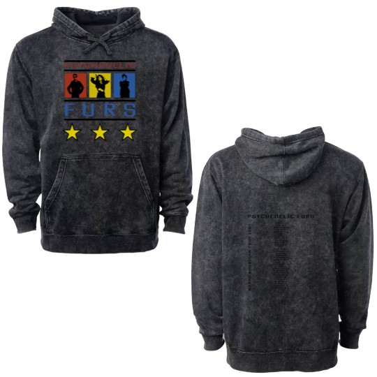 Discover 80s Mens Large Psychedelic Furs 1987 Tour Double Sided Mineral Wash Hoodies