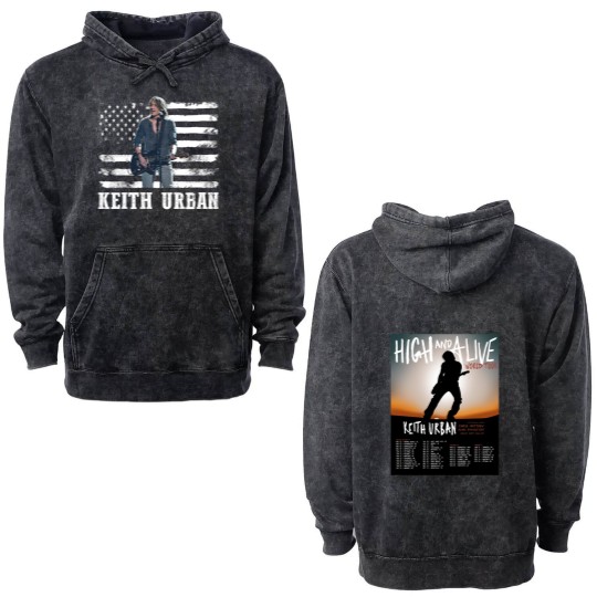 Discover Keith Urban Vintage Double Sided Mineral Wash Hoodies, Keith Urban High And Alive Tour 2025 Double Sided Mineral Wash Hoodies