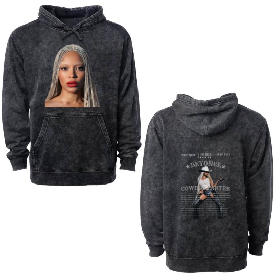 Discover Beyonce Cowboy Carter Tour Double Sided Mineral Wash Hoodies