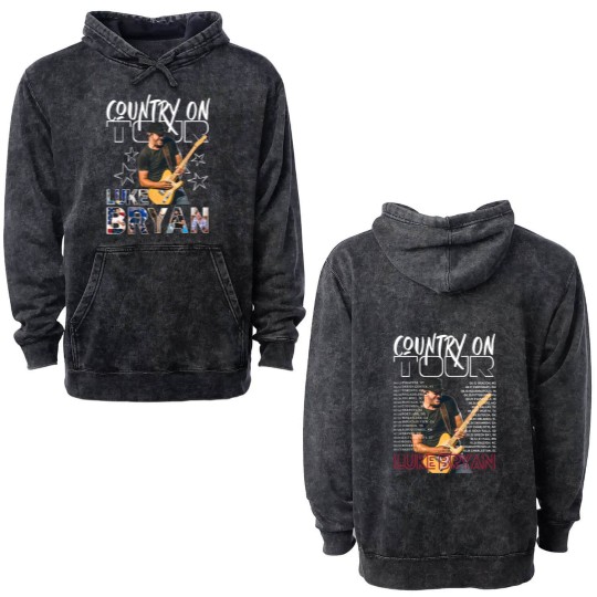 Discover Luke Bryan Graphic Double Sided Mineral Wash Hoodies, 2025 Luke Bryan Country Song Came On Tour Double Sided Mineral Wash Hoodies