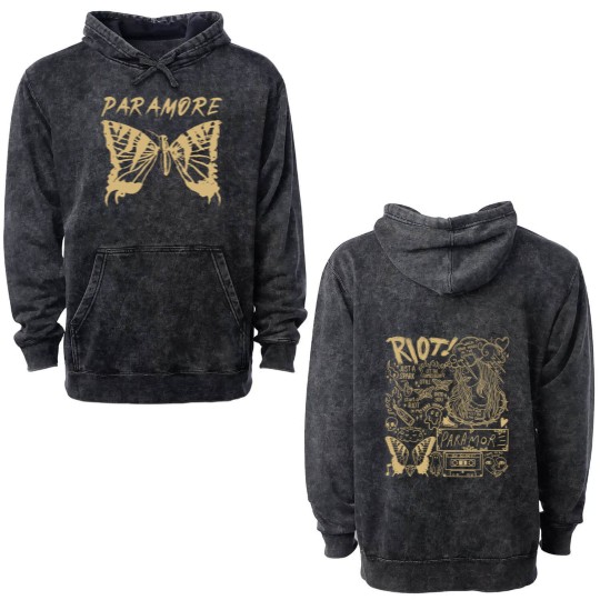 Discover Vintage Paramore Doodle Double Sided Mineral Wash Hoodies, Paramore Album Lyrics Merch