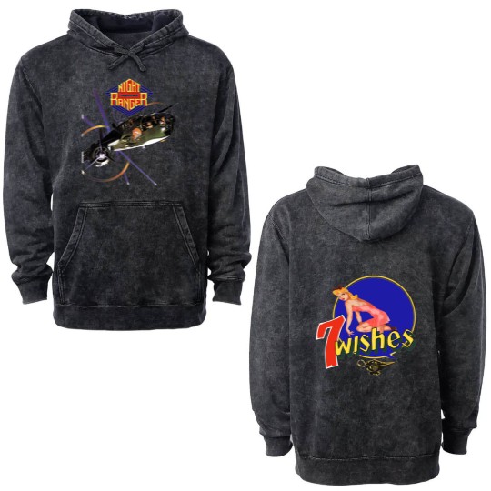 Discover Night Ranger - 7 Wishes Double Sided Mineral Wash Hoodies