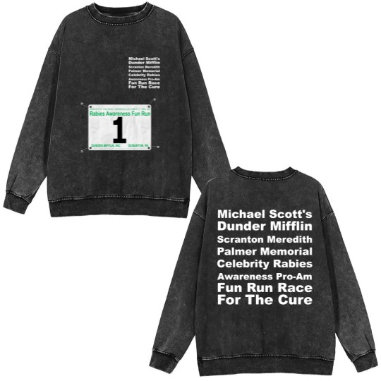 Discover Dunder Mifflin Fun Run Race #1 (Michael Scott) - Paraholix - Double Sided Mineral Wash Sweatshirts