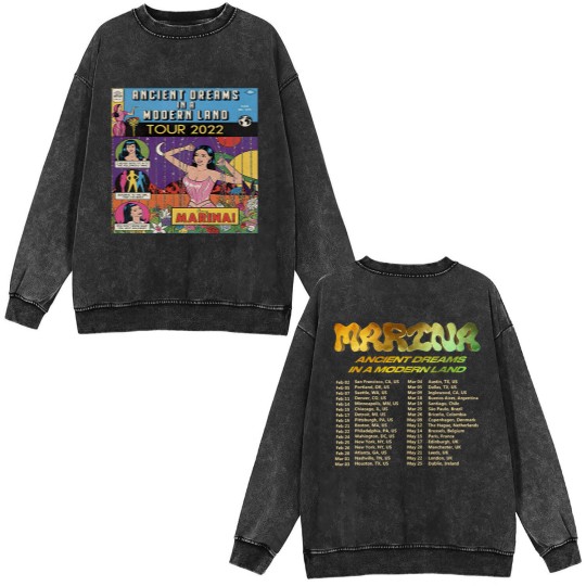 Discover Marina and the Diamonds Ancient Dreams in a Modern Land Tour 2022 Double Sided Mineral Wash Sweatshirts