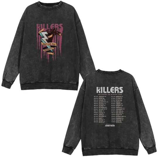Discover The Killers Tour 2022  Double Sided Double Sided Mineral Wash Sweatshirts