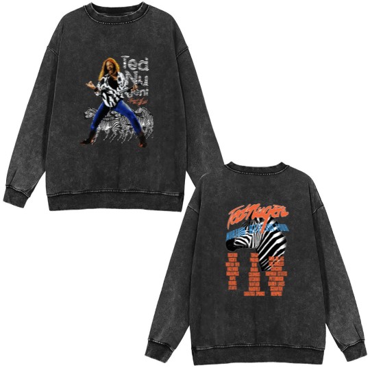 Discover Band Double Sided Mineral Wash Sweatshirts / Ted Nugent Tour / Graphic Print Double Sided Mineral Wash Sweatshirts Double Sided Mineral Wash Sweatshirts