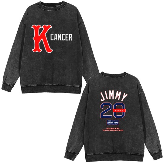 Discover Baseball Boston Red Double Sided Mineral Wash Sweatshirts, The Jimmy Fund K Cancer Double Sided Mineral Wash Sweatshirts