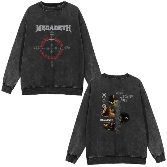 Discover vintage 1997 Megadeth Cryptic Writings World Tour Double Sided Mineral Wash Sweatshirts