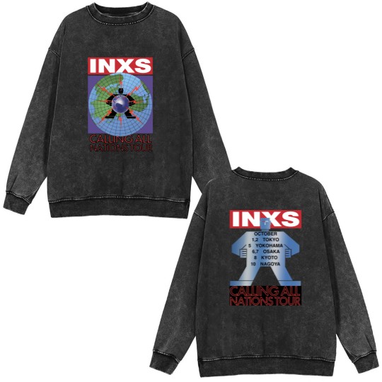 Discover 1988 INXS Calling All Nations Tour Double Sided Mineral Wash Sweatshirts, INXS Japan Tour 1988 Double Sided Mineral Wash Sweatshirts