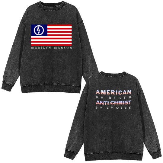 Discover True Vintage VTG 90s Marilyn Manson American Antichrist Double Sided Mineral Wash Sweatshirts