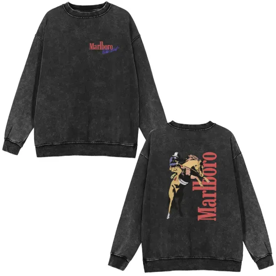 Discover Vintage Marlboro Cowboy Wild West Double Sided Mineral Wash Sweatshirts, Country Music, Cowboy Killer.