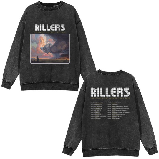 Discover The Killers Double Sided Mineral Wash Sweatshirts, The Killers 2023 Imploding The Mirage Concert Tour Men Double Sided Mineral Wash Sweatshirts