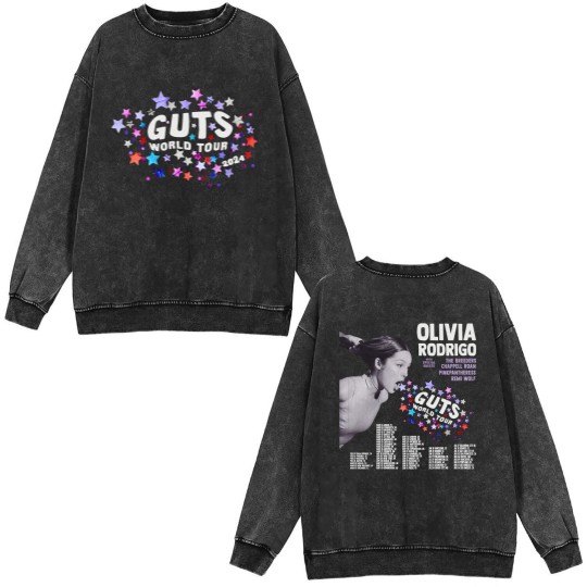 Discover GUTS World Tour Olivia Rodrigo Double Sided Mineral Wash Sweatshirts