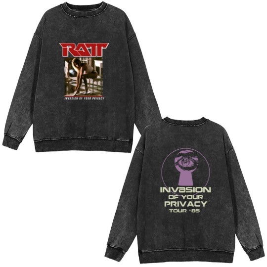 Discover RATTA Invasion of Your Privacy Tour '85 Double Sided Mineral Wash Sweatshirts, RATTA Invasion Tour 1985 Double Sided Mineral Wash Sweatshirts