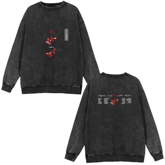 Discover Vintage 1990 DEPECHE MODE World Violator Concert Unisex Double Sided Mineral Wash Sweatshirts