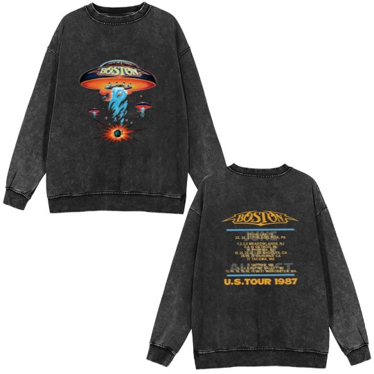 Discover 1987 Boston Rock Band Concert Tour Unisex Double Sided Mineral Wash Sweatshirts